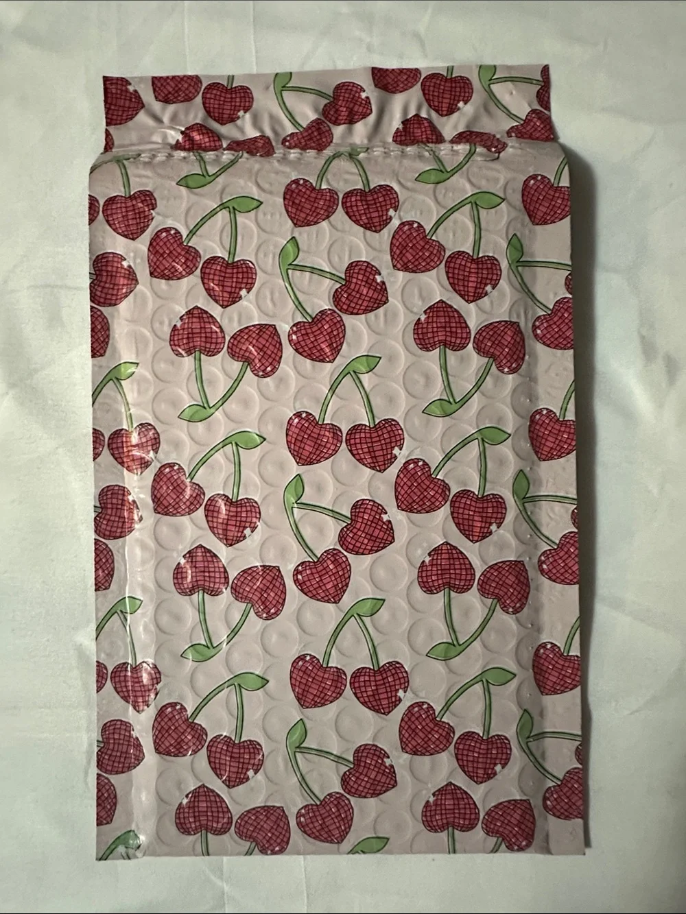 Cherry Heart Disco Ball Poly Bubble Mailers 4.25